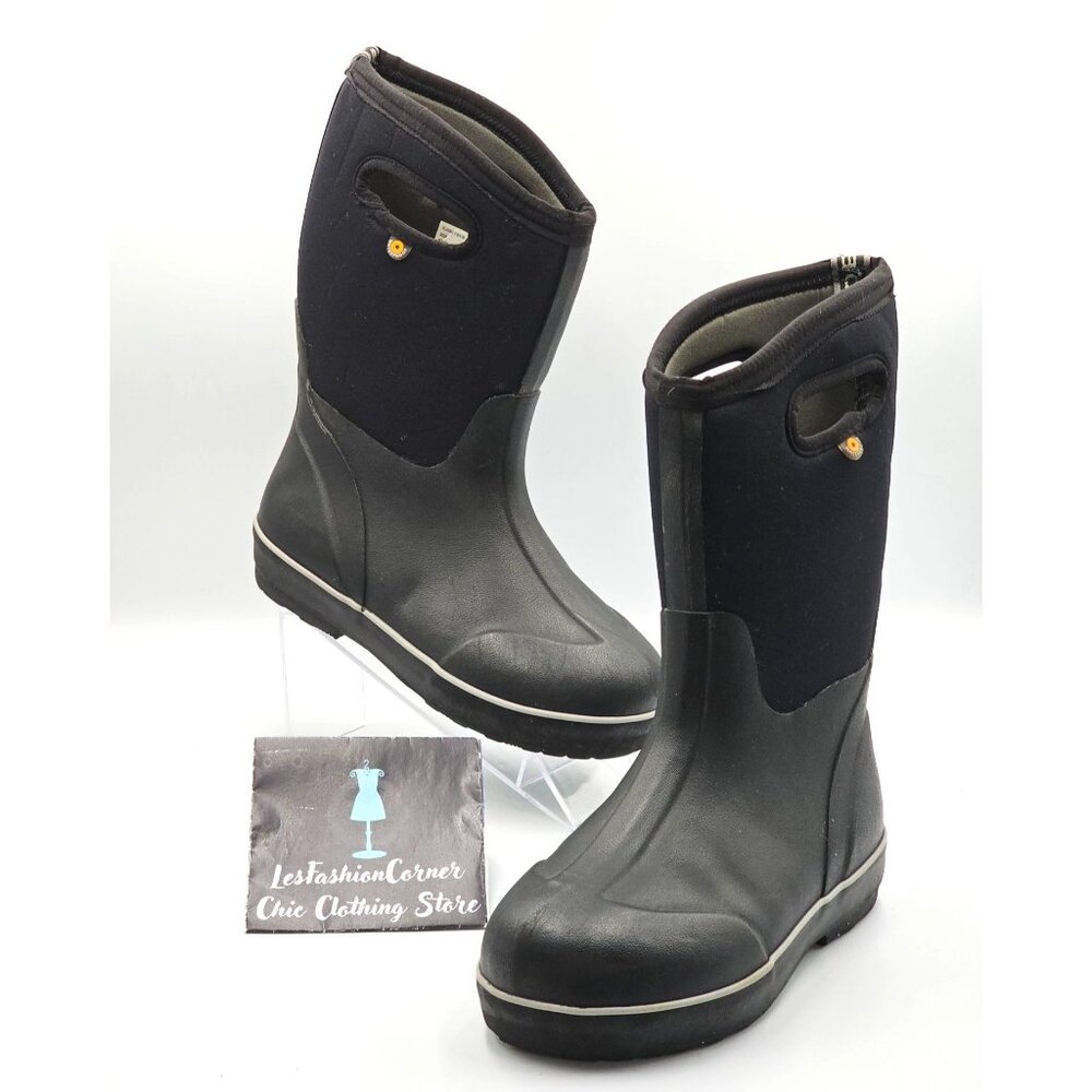 Bogs Youth Black Classic II Solid Waterproof Insulated Rain Snow Boots Sz 4 2915 - Picture 11 of 16